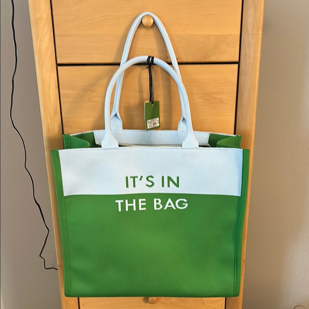 Kate Spade Green and White Color-Block Tote, Target Collab, NWT